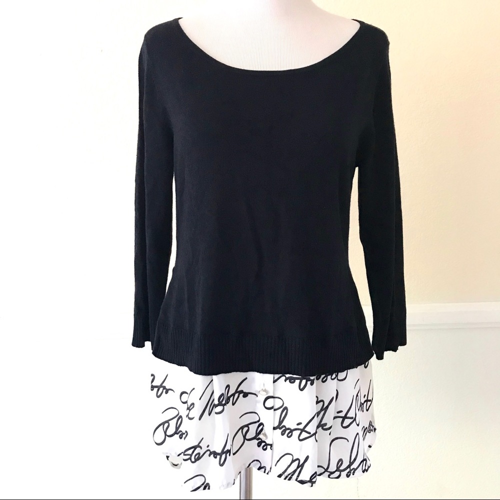 New York & Company Knit Sweater Top Layered Look